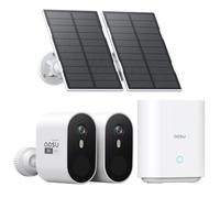 aosu C7P 2K UHD Kit Videovigilancia Exterior Solar con Batería, 2 Cámaras y Aosubase 32GB Local, No Requiere Ssuscripción, Detección PIR, Visión Nocturna en Color, Audio Bidireccional, Ángulo de 166°