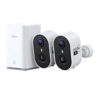 aosu Cámara de Vigilancia 2K Exterior e Interior Kit 2 Cámaras con Aosubase Sin Suscripción 32GB Almacenamiento Local Inalámbrica Sensor PIR Alarma Luz Sonido Audio Bidireccional Visión Nocturna
