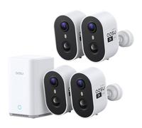 aosu Cámara de Vigilancia 2K Exterior e Interior Kit 4 Cámaras con Aosubase Sin Suscripción 32GB Almacenamiento Local Inalámbrica Sensor PIR Alarma Luz Sonido Audio Bidireccional Visión Nocturna