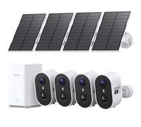 aosu Cámara de Vigilancia 2K Exterior Solar Kit 4 Cámaras con Aosubase Sin Suscripción 32GB Almacenamiento Local Inalámbrica Sensor PIR Alarma Luz Sonido Audio Bidireccional Visión Nocturna