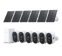 aosu Cámara de Vigilancia 2K Exterior Solar Kit 6 Cámaras con Aosubase Sin Suscripción 32GB Almacenamiento Local Inalámbrica Sensor PIR Alarma Luz Sonido Audio Bidireccional Visión Nocturna