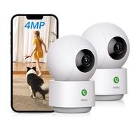 AOSU Cámara de vigilancia interior de 4 MP, monitor de bebé de 2.5 K, cámara para mascotas de 360° para seguridad del hogar, cámara WiFi con router Wi-Fi de 5/2.4 GHz, llamada de un solo toque,