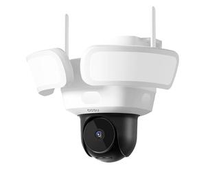 aosu Camara Vigilancia Exterior con Focos - 3K 5MP Floodlight Camera Wired 2600 lúmenes - 360 Grados, con Cable Grabación Continua 24/7, Detección Humanoide por IA, 2.4GHz WiFi