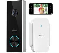 aosu videocitofono senza fili da esterno HD 2K videocitofono wifi alimentato a batteria, Rilevamento umano AI, funzionante con Alexa, 2.4 GHz WLAN, audio bidirezionale (Black)