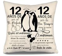 Aosumin 12 años de ser el Sr 12 años de ser la Sra. Siempre Tiene la razón Fundas de cojín para Parejas Marido Esposa Tía Tío Colegas Amigos Mujeres Hombres Feliz 12º Aniversario Regalo(12-b)