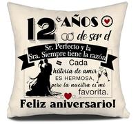 Aosumin 12 años de ser el Sr Sra. Siempre Tiene la razón 12 Aniversario de Boda Regalo Mujeres Hombres Fundas de Cojín de Matrimonio para Parejas Marido Esposa Colegas Amigos Aniversario(12-a)