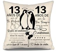 Aosumin 13 años de ser el Sr 13 años de ser la Sra. Siempre Tiene la razón Fundas de cojín para Parejas Marido Esposa Tía Tío Colegas Amigos Mujeres Hombres Feliz 13º Aniversario Regalo(13-b)
