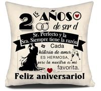 Aosumin 2 años de ser el Sr Sra. Siempre Tiene la razón 2 Aniversario de Boda Regalo Mujeres Hombres Fundas de Cojín de Matrimonio para Parejas Marido Esposa Colegas Amigos Aniversario(2-a)