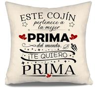 Aosumin Cojín para la Mejor Prima del Mundo - Funda de Cojín para Cumpleaños y Acción de Gracias - Te Quiero Prima