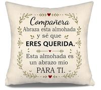 Aosumin Compañera Abraza Esta Almohada y sé Que Eres Querida Esta Almohada es un Abrazo mío para ti Funda de Cojín para la Mujer Colegas Compañera Apreciación Regalo