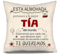 Aosumin Esperamos Que Cada Vez Que abraces Esta Almohada te recuerde cuánto te Queremos Fundas de cojín para Tía de Sobrina Sobrino Tía Cumpleaños Día de la Madre (tía-b)