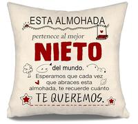 Aosumin Esperamos Que Cada Vez Que abraces Esta Almohada te recuerde cuánto te Queremos Fundas de cojín para Nieto de la Abuela Abuelo Cumpleaños Graduación Navidad Regalo Nieto Recordatorio(Nieto-b)