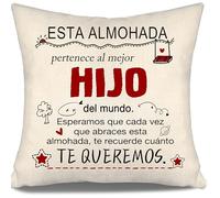 Aosumin Esperamos Que Cada Vez Que abraces Esta Almohada te recuerde cuánto te Queremos Fundas de Cojín para Hijo de Mamá Papá Cumpleaños Graduación Navidad Regalo Hijo Recordatorio (Hijo-b)