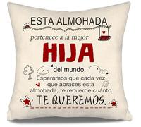 Aosumin Esperamos Que Cada Vez Que abraces Esta Almohada te recuerde cuánto te Queremos Fundas de Cojín para Hija de Mamá Papá Cumpleaños Graduación Navidad Regalo Recordatorio Hija (Hija-b)
