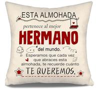 Aosumin Esperamos Que Cada Vez Que abraces Esta Almohada te recuerde cuánto te Queremos Fundas de cojín para Hermano Cumpleaños Navidad Regalo Grande Pequeños Broches (Hermano-b)