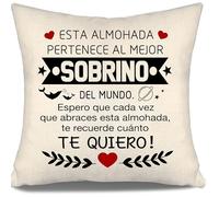 Aosumin Espero Que Cada Vez Que abraces Esta Almohada te recuerde cuánto te Quiero Funda de Cojín para Sobrino de Tío Cumpleaños Graduación Mejor Regalo Recordatorio Sobrino