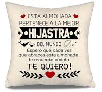 Aosumin Espero Que Cada Vez Que abraces Esta Almohada te recuerde cuánto te Quiero Funda de Cojín para Hijastra de Madrastra Padrastro Cumpleaños Graduación Navidad Regalo Mejor Hijastra (hijastra-a)
