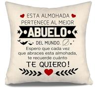 Aosumin Espero Que Cada Vez Que abraces Esta Almohada te recuerde cuánto te Quiero Funda de Cojín para Abuelo de Nieta Nieto Cumpleaños Día del Padre Mejor Abuelo
