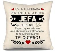 Aosumin Espero Que Cada Vez Que abraces Esta Almohada te recuerde cuánto te Quiero Funda de Cojín para Jefa Regalo de Cumpleaños Mejor Regalo de Agradecimiento para Jefa (jefa-a)