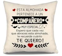 Aosumin Espero Que Cada Vez Que abraces Esta Almohada te recuerde cuánto te Quiero Funda de cojín para colega Cumpleaños Navidad Regalo de Agradecimiento (compañero-a)