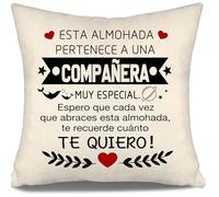 Aosumin Espero Que Cada Vez Que abraces Esta Almohada te recuerde cuánto te Quiero Funda de Cojín para Compañera Regalo de Agradecimiento (compañera-a)