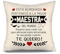 Aosumin Espero Que Cada Vez Que abraces Esta Almohada te recuerde cuánto te Quiero Funda de Cojín para Maestra Cumpleaños Graduación Navidad Regalo Mejor Maestra