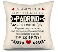 Aosumin Espero Que Cada Vez Que abraces Esta Almohada te recuerde cuánto te Quiero Funda de Cojín para Padrino de Ahijada Ahijado Cumpleaños Día del Padre Mejor Padrino
