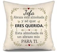Aosumin Jefa Abraza Esta Almohada y sé Que Eres Querida Esta Almohada es un Abrazo mío para ti Abrazo Cojín Funda para Jefa Cumpleaños Navidad Regalo Agradecimiento (jefa)