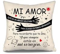 Aosumin Mi Amor Este es un Abrazo Solo para ti para Cuando estemos Separados Fundas de Cojín para Parejas Amantes Novia Novio Esposa Marido Cumpleaños San Valentín Navidad Regalo (mi Amor-a)