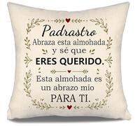 Aosumin Padrastro Abraza Esta Almohada y sé Que Eres Querido Esta Almohada es un Abrazo mío para ti Funda de Cojín para Padrastro de Hijastra Hijastro Cumpleaños Día del Padre (padrastro)