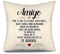 Aosumin por si no te lo Digo Suficiente aquí Tienes una Almohada para recordarte Estoy Orgulloso de ti Te Quiero Recordatorio Funda de Cojín para Amigos Cumpleaños Regalo de Amistad(Amigo-a)