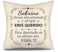 Aosumin Sobrino Abraza Esta Almohada y sé Que Eres Querido Esta Almohada es un Abrazo mío para ti Funda de Cojín para Sobrino de Tía Tío Cumpleaños Graduación