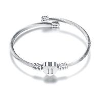 Aosyoisk Regalo de cumpleaños para mujeres y niñas. Pulsera de plata con número de la suerte, pulsera de cumpleaños, regalo de joyería para edades de 7 a 21 años, talla única, Acero inoxidable, No es