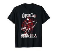 Aot Captain Levi with Kanji Red and White Gritty Anime Camiseta