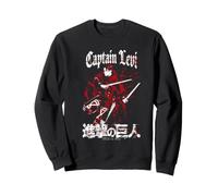 Aot Captain Levi with Kanji Red and White Gritty Anime Sudadera