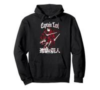 Aot Captain Levi with Kanji Red and White Gritty Anime Sudadera con Capucha