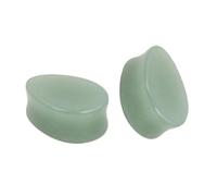 Aotiwe 1 par de pendientes de calibre, pendientes de calibre, pendientes de calibre, color verde claro, con forma de lágrima, de jade para el cuerpo, 11/16 inch, Jade, Sin piedra preciosa
