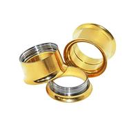 Aotiwe 2 aretes colgantes de calibre y tapones para orejas, aro dorado de acero inoxidable, 0G, Acero inoxidable, Sin piedra preciosa