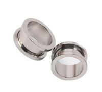 Aotiwe 2 pendientes de aro de calibre de plata, tapones para los oídos de acero inoxidable pulido simple para el cuerpo, 6G, Acero inoxidable, Sin piedra preciosa