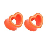 Aotiwe 2 piercings para oreja, túnel, color naranja, forma de corazón, acrílicos, 10mm, Acrílico, Sin gemas