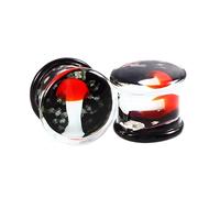 Aotiwe 2 piezas enchufe túnel, tapón de oreja de cristal negro patrón medusa pintado a mano con esmalte, 14mm, Vidrio, No Gemstone