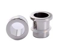 Aotiwe 2 tapones plateados para los oídos de 15/16 pulgadas, calibre único de 24,5 mm, cilindro redondo hueco con cuerda de acero inoxidable