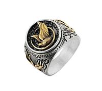Aotiwe Alianza de boda de acero inoxidable, anillos punk vintage, alivio de paloma de la paz, plata, oro, ideas de regalo de cumpleaños para hombre, X 1/2, Acero inoxidable, Sin piedra preciosa
