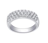 Aotiwe Alianza de boda de plata, anillos punk para mujer con diamante creado en laboratorio de 0,01 quilates Pt950 y oro blanco de 9K/14K/18K, U 1/2, Oro blanco de 14 quilates, Diamante creado en