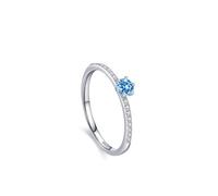 Aotiwe Alianza de boda para mujer, anillos de plata de ley con nudillos de media eternidad con solitario, J 1/2, Plata de ley, Circonia cúbica