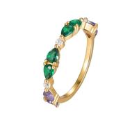 Aotiwe Alianza de boda unisex, apilable, media eternidad con forma de pera verde, esmeralda creada en laboratorio