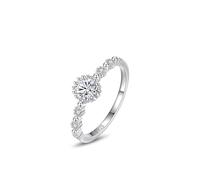 Aotiwe Alianza de boda vintage, anillos de plata para mujer, estilo bohemio, grande, redondo, circonita de plata de ley, joyería bohemia para mujer, P 1/2, Plata de ley, Circonia cúbica
