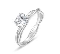 Aotiwe Alianzas de boda para mujer, anillo de compromiso trenzado con moissanita de forma redonda, P 1/2, Oro blanco de 14 quilates, Moissanita