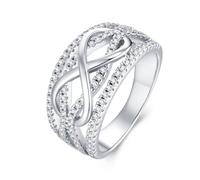 Aotiwe Anillo de amor de la amistad, anillo de boda vintage infinito con moissanita, plata, oro blanco y platino, H 1/2, Oro blanco de 14 quilates, Moissanita