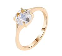 Aotiwe Anillo de amor y amistad, anillos de oro, joyería solitaria con forma redonda, moissanita, regalos únicos para mujer, H 1/2, Oro de 9 quilates, Moissanita
